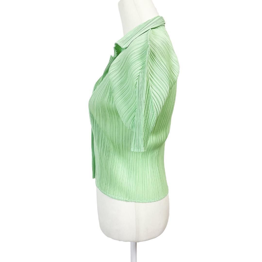 美品】PLEATS PLEASE イッセイミヤケ 開襟シャツ 3 グリーン - メルカリ