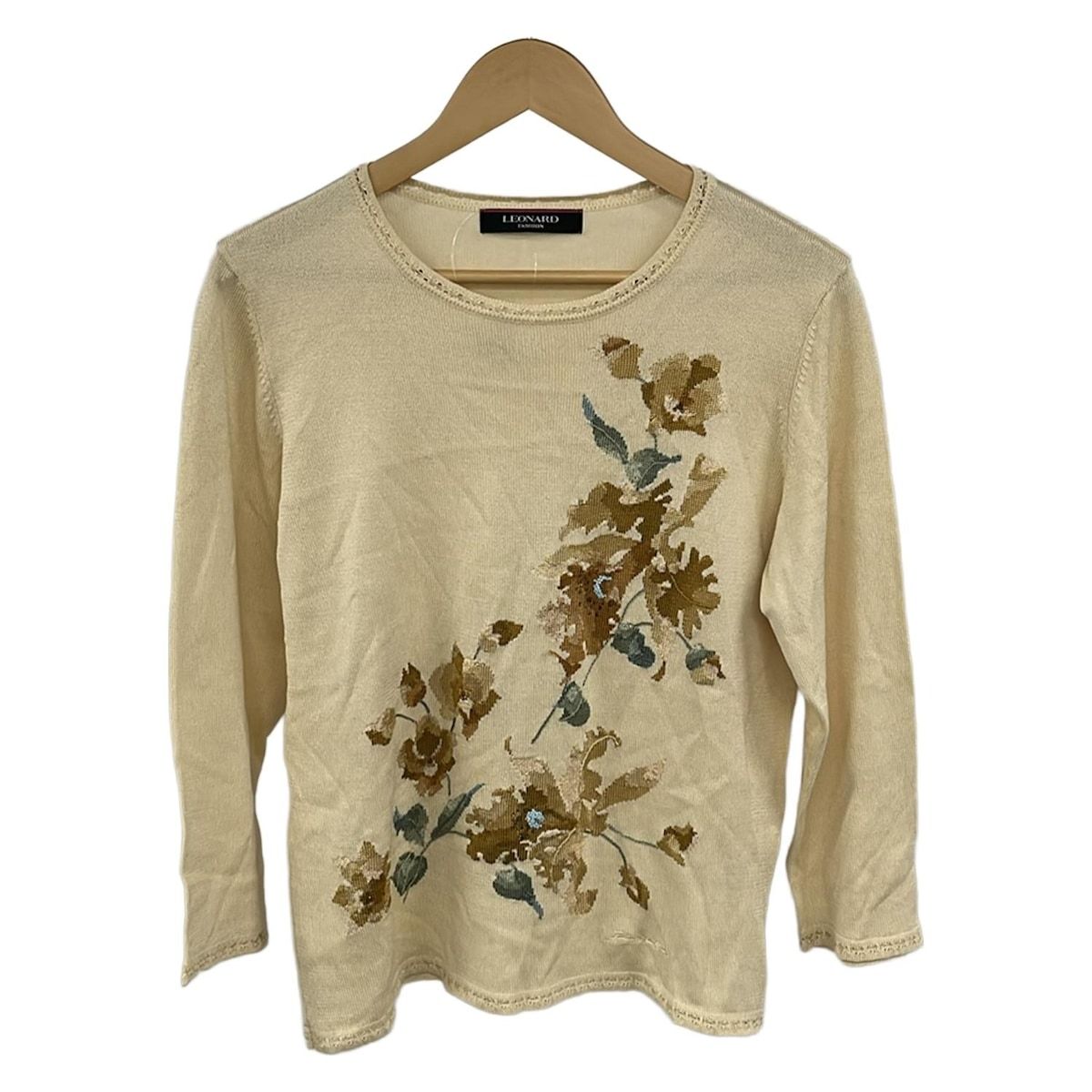 LEONARD(レオナール) 長袖セーター サイズ42 L レディース - ベージュ