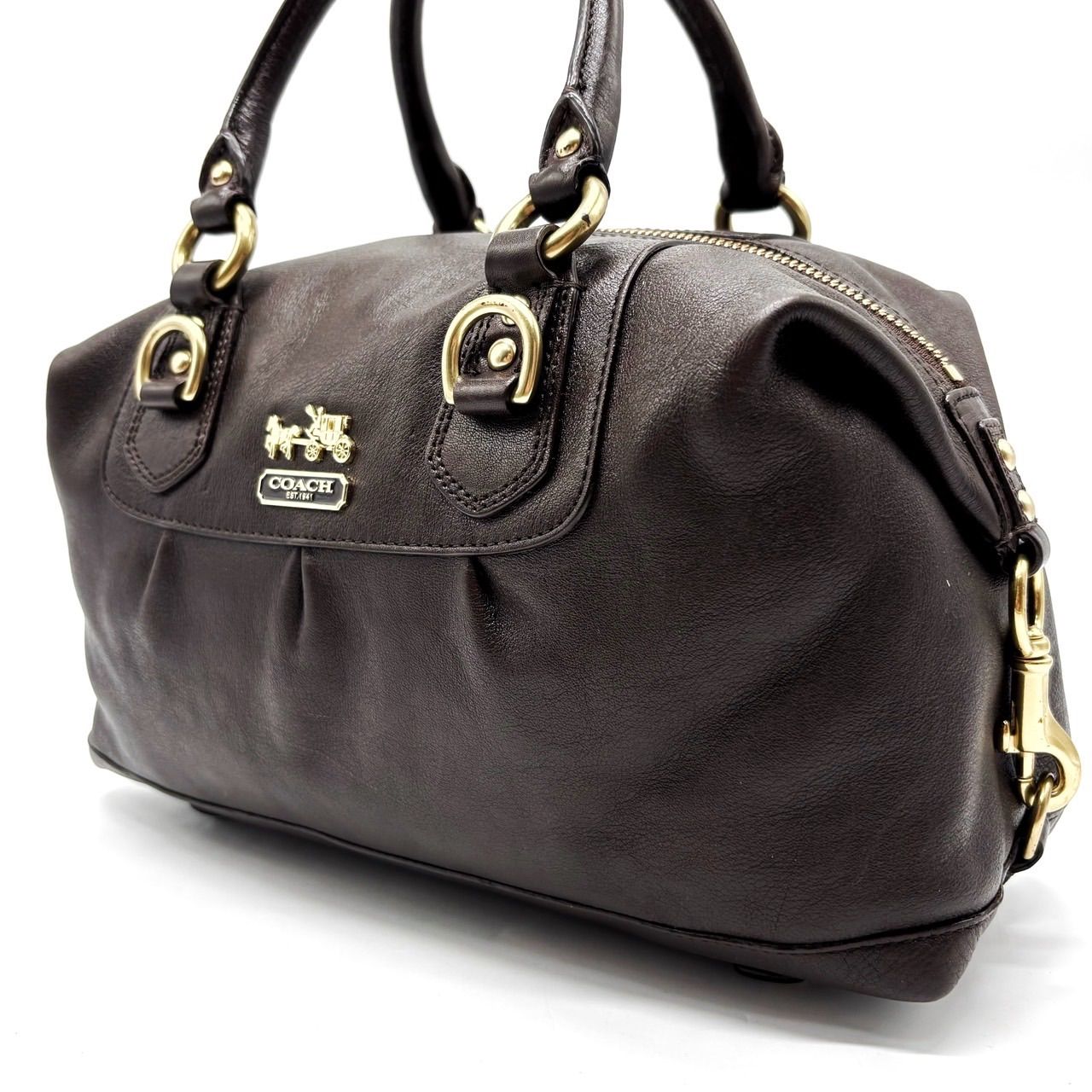 良品】 COACH コーチ マディソン ハンドバッグ ボストンバッグ レザー