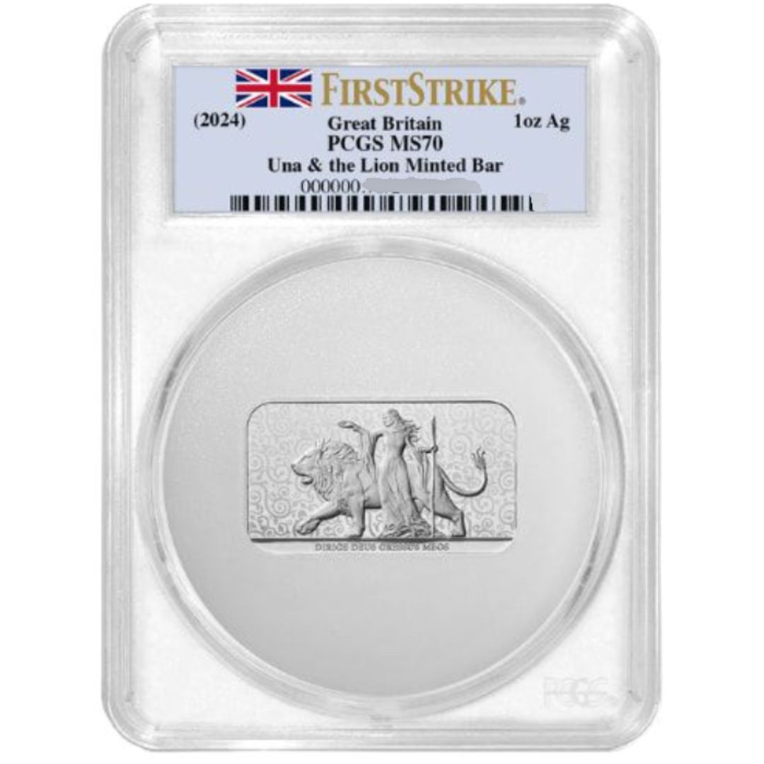 PCGS鑑定MS70 First Strike】2024 ウナとライオン 銀の延べ板 1オンス