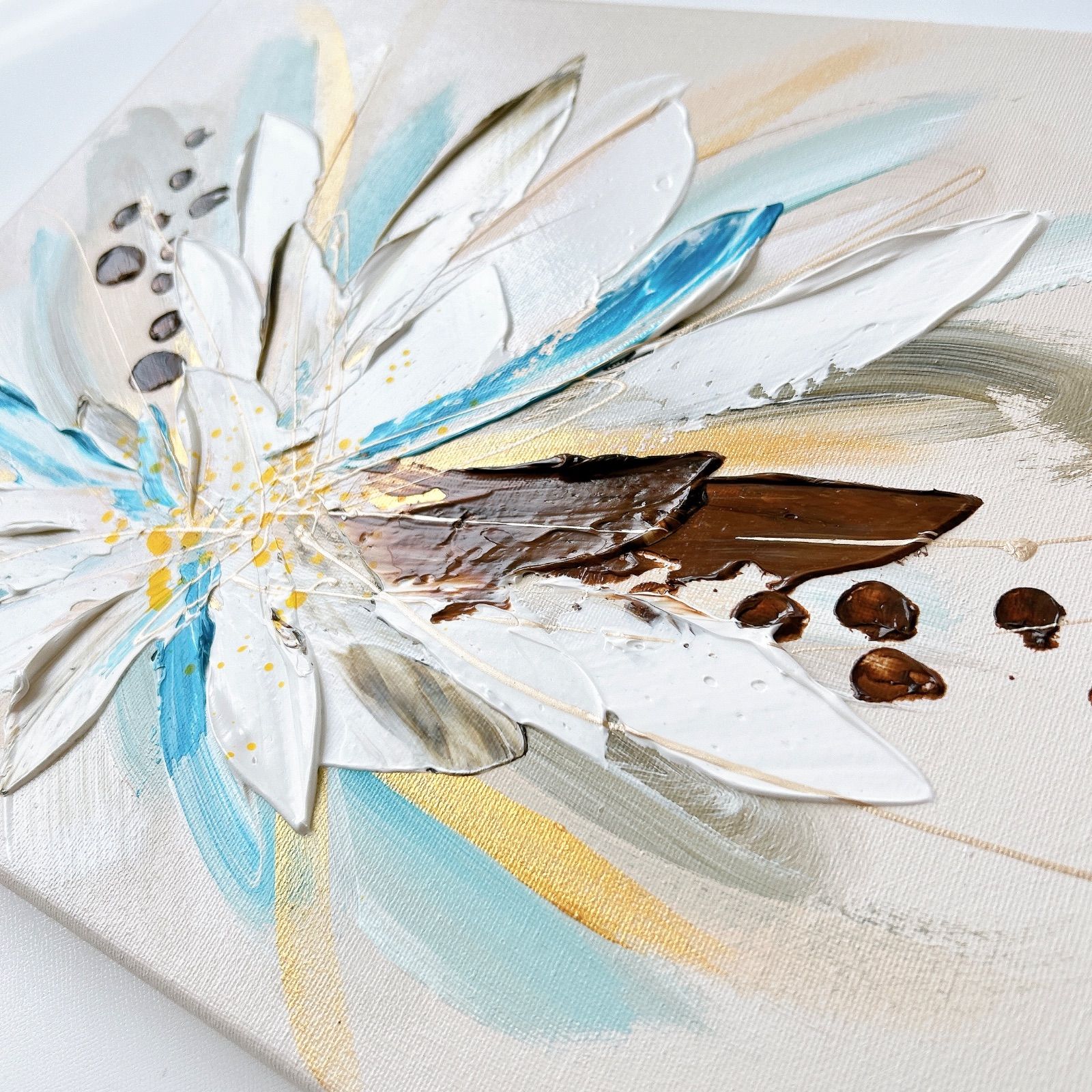 holiday＊木製パネル 絵画 原画 抽象画 テクスチャーアート 冬 モダン