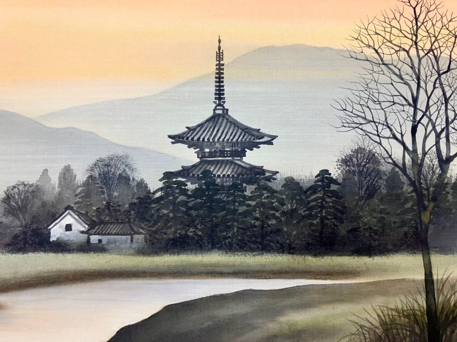 掛け軸 河原進作 日本画 箱 太巻き付き - メルカリ