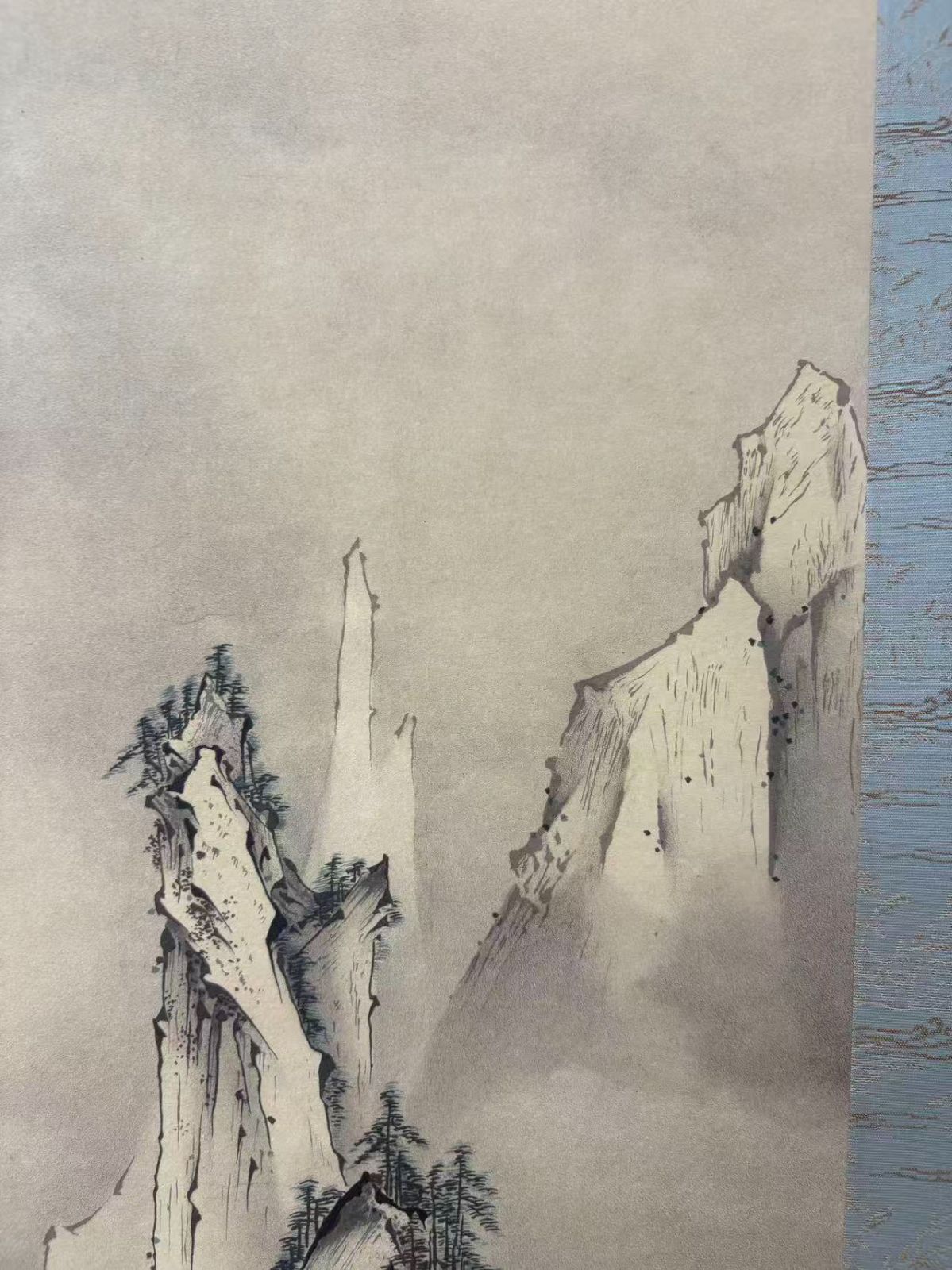 狩野 芳崖筆 月夜山水図 石版画軸装 200部の内第187部 掛軸 箱付き