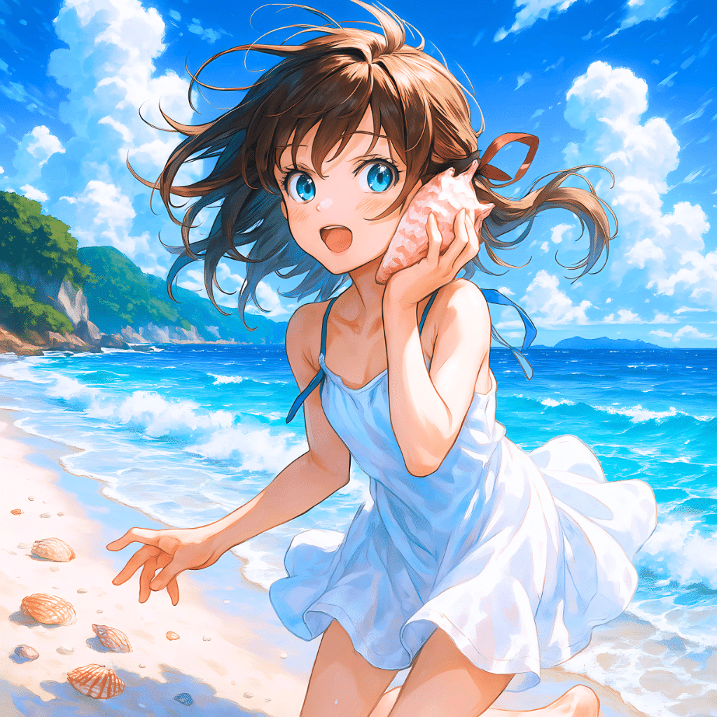 波の記憶を耳にして【AIイラスト＋4コマ漫画】｜Alpaka