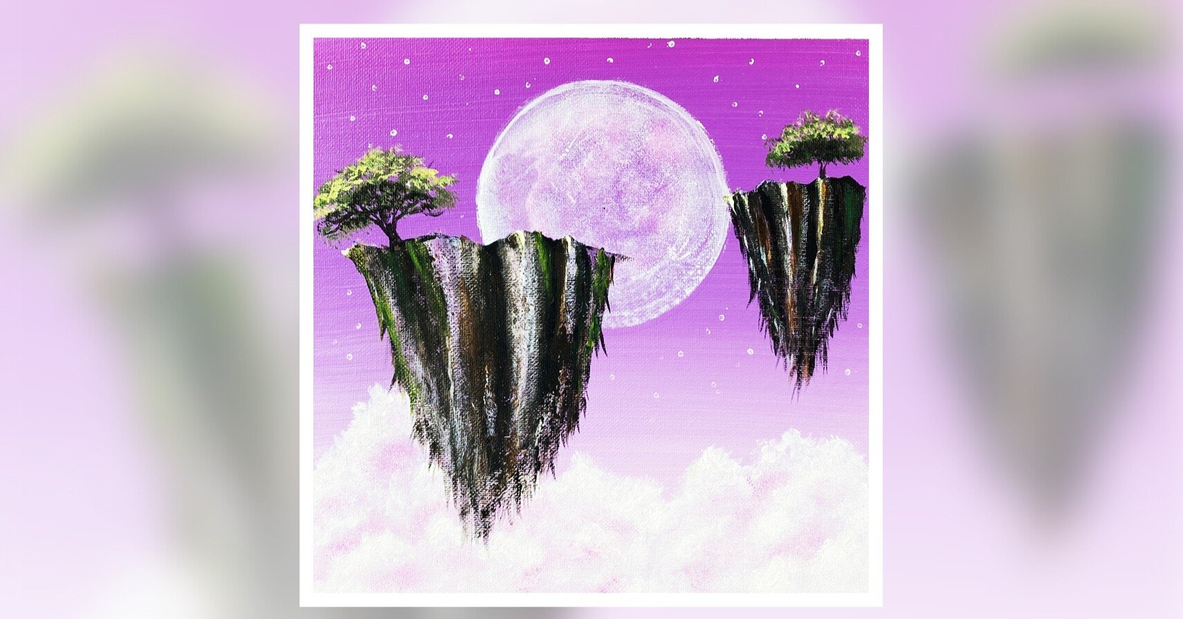 別れの雨 トリックアート 上下 カラフル （アクリル絵の具） 送料無料