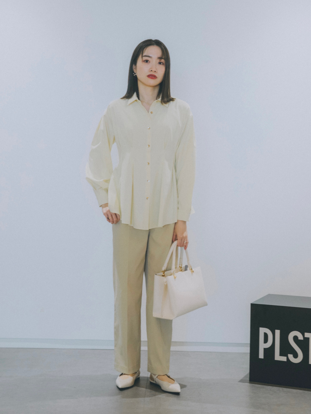 ジョーゼットパールボタンブラウス（長袖）、2024年モデル トリアセ