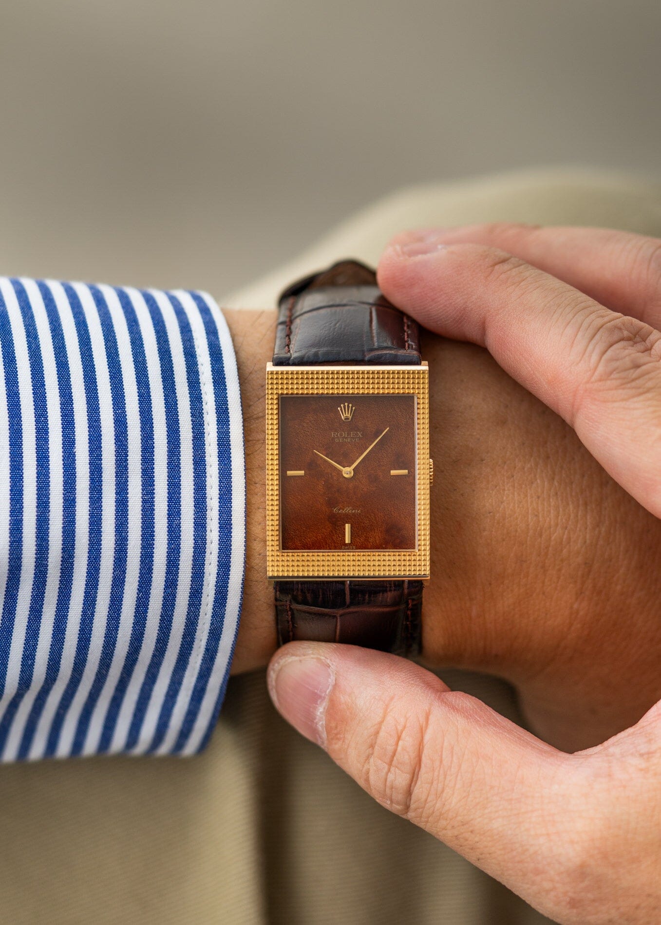 ロレックス チェリーニ 4127 YG ウッドダイアル 箱保証書付き 1990年頃