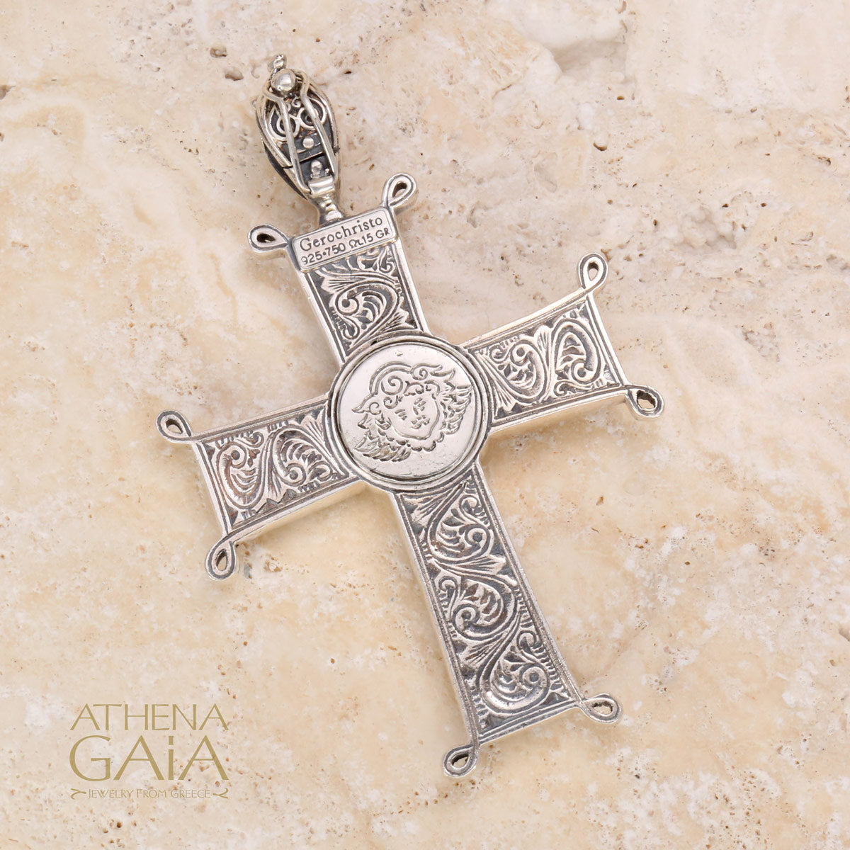 Chi Rho Cross (Large) - 18k Gold & Sterling Silver - Latin Cross