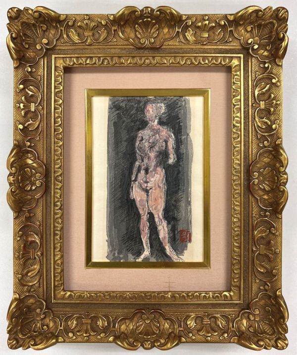 鵜飼幸雄 タイトル「オランダの女」 F4号 油彩」額装鵜飼幸雄、、希少