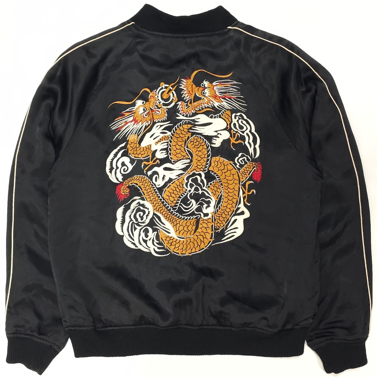 プリンス商会 スカジャン M ブルゾン 刺繍 ブラック ジャケット サテン