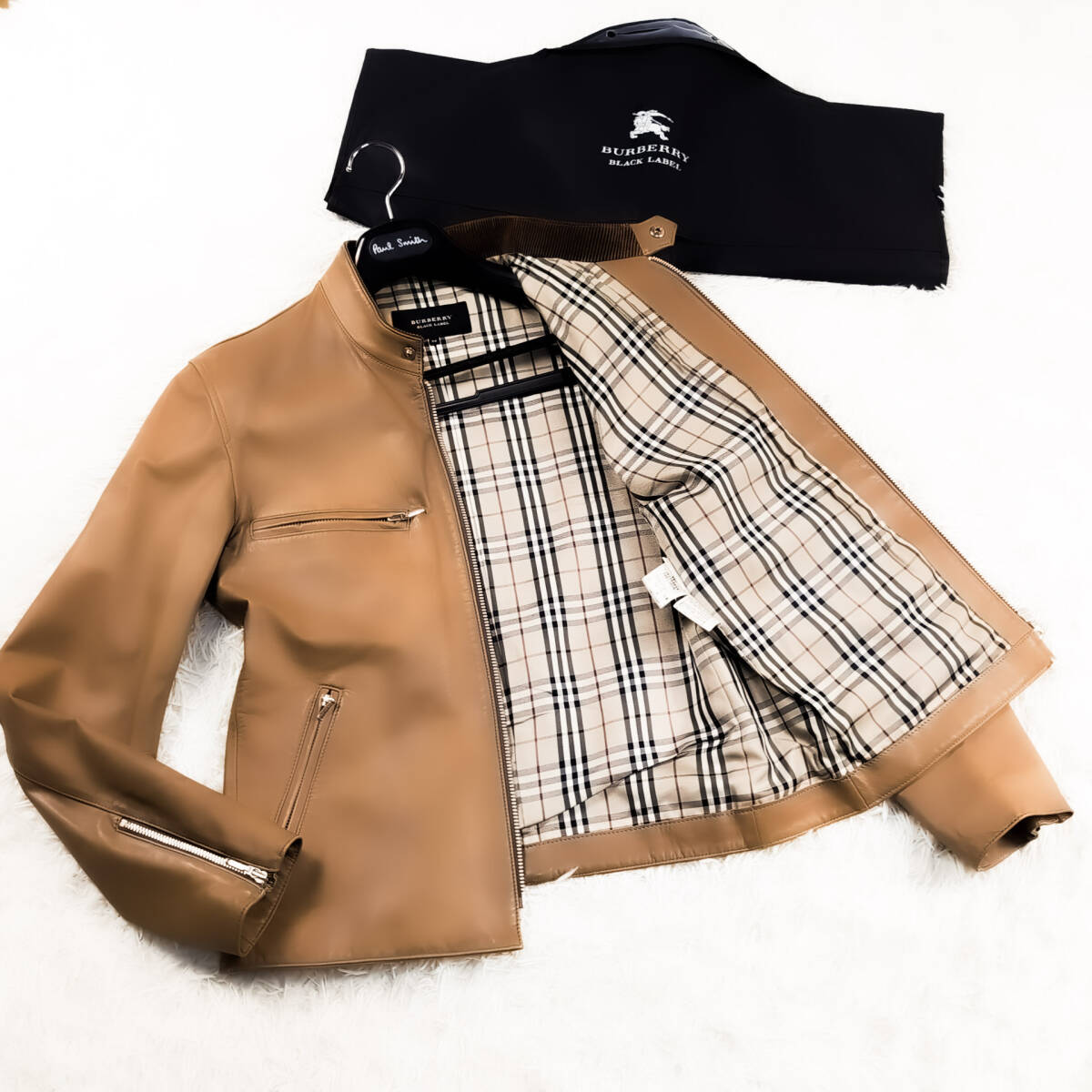 Yahoo!オークション -「burberry black label レザーライダース」の
