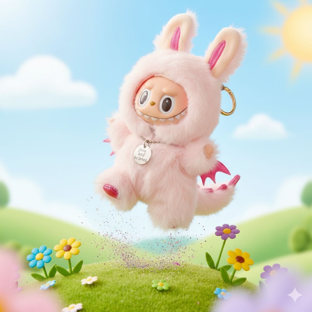 限定品ZIMOMO デビル ラブブ ジモモ ドラゴン 天使 ピンク ネックレス