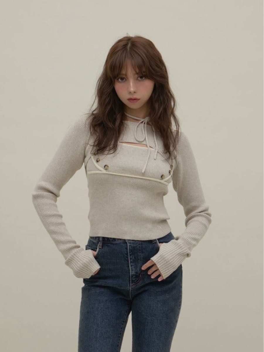 andmary Anita button knit tops beige｜Yahoo!フリマ（旧PayPayフリマ）