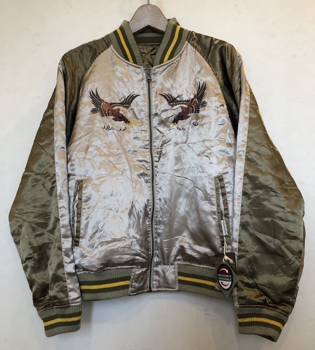 GUMU リバーシブルキルティングスカジャン 舞妓 鷹柄 sizeL GUMU