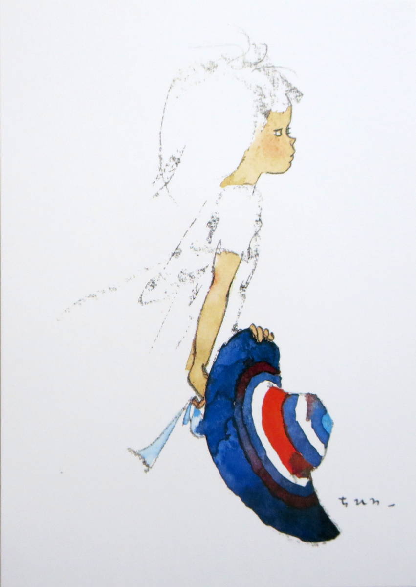 Yahoo!オークション - 『青いつば広帽子を持つ少女』 いわさきちひろ・