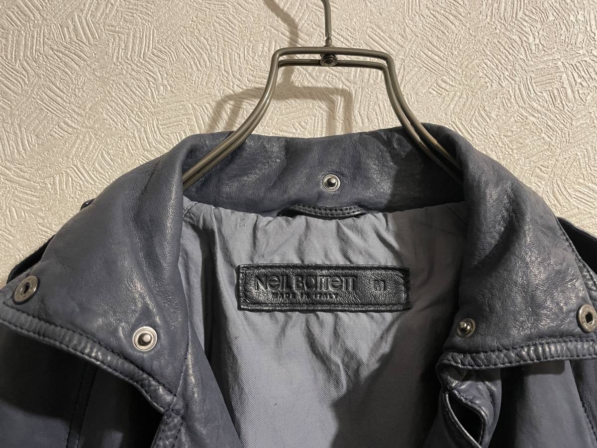 ◯ イタリア製 Neil Barrett ラム レザー ダブル ライダース