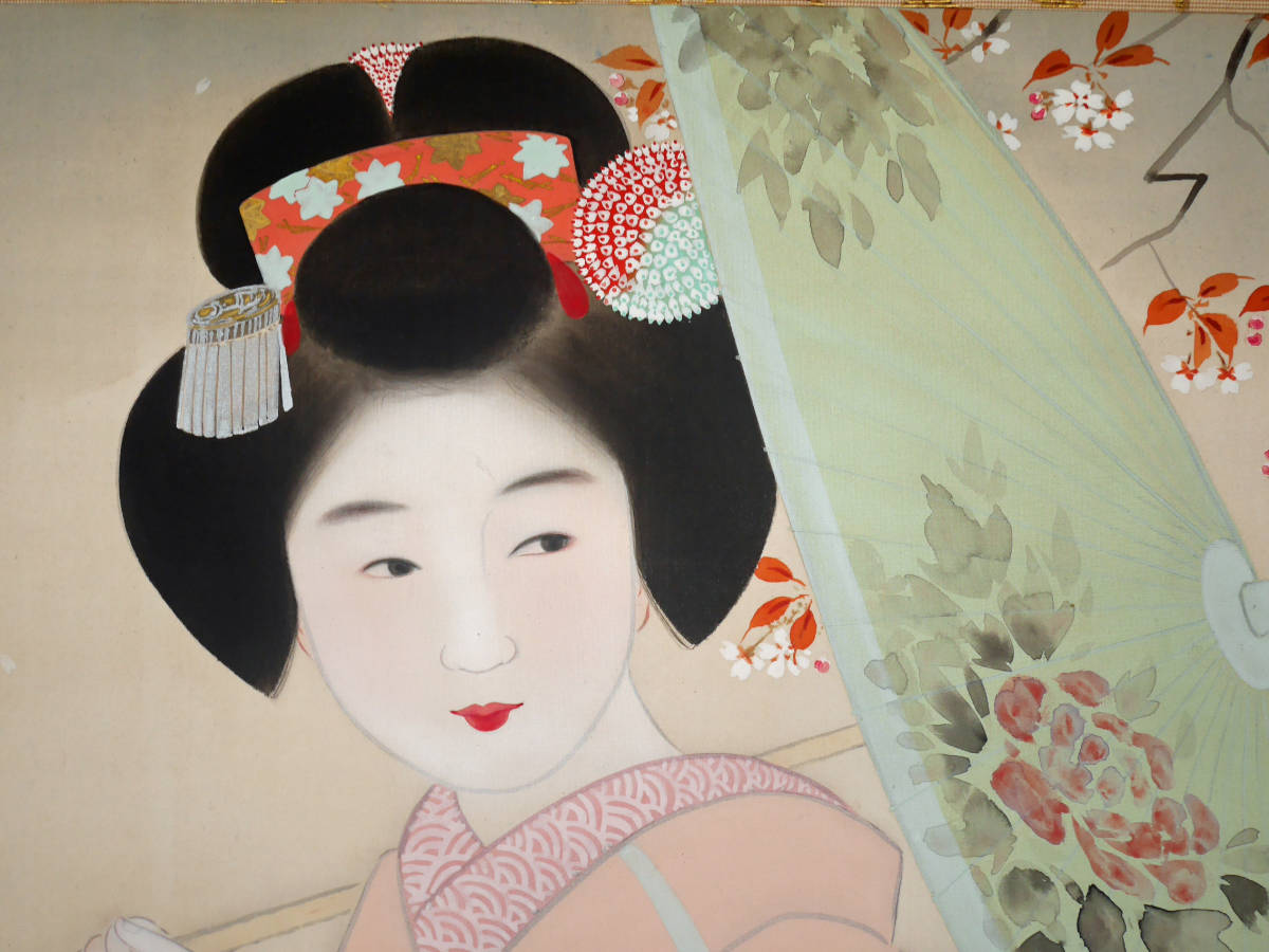 伊東深水 絹本肉筆掛軸【秋色】 深水自題箱 二重箱 真作保証 NO5 貴重