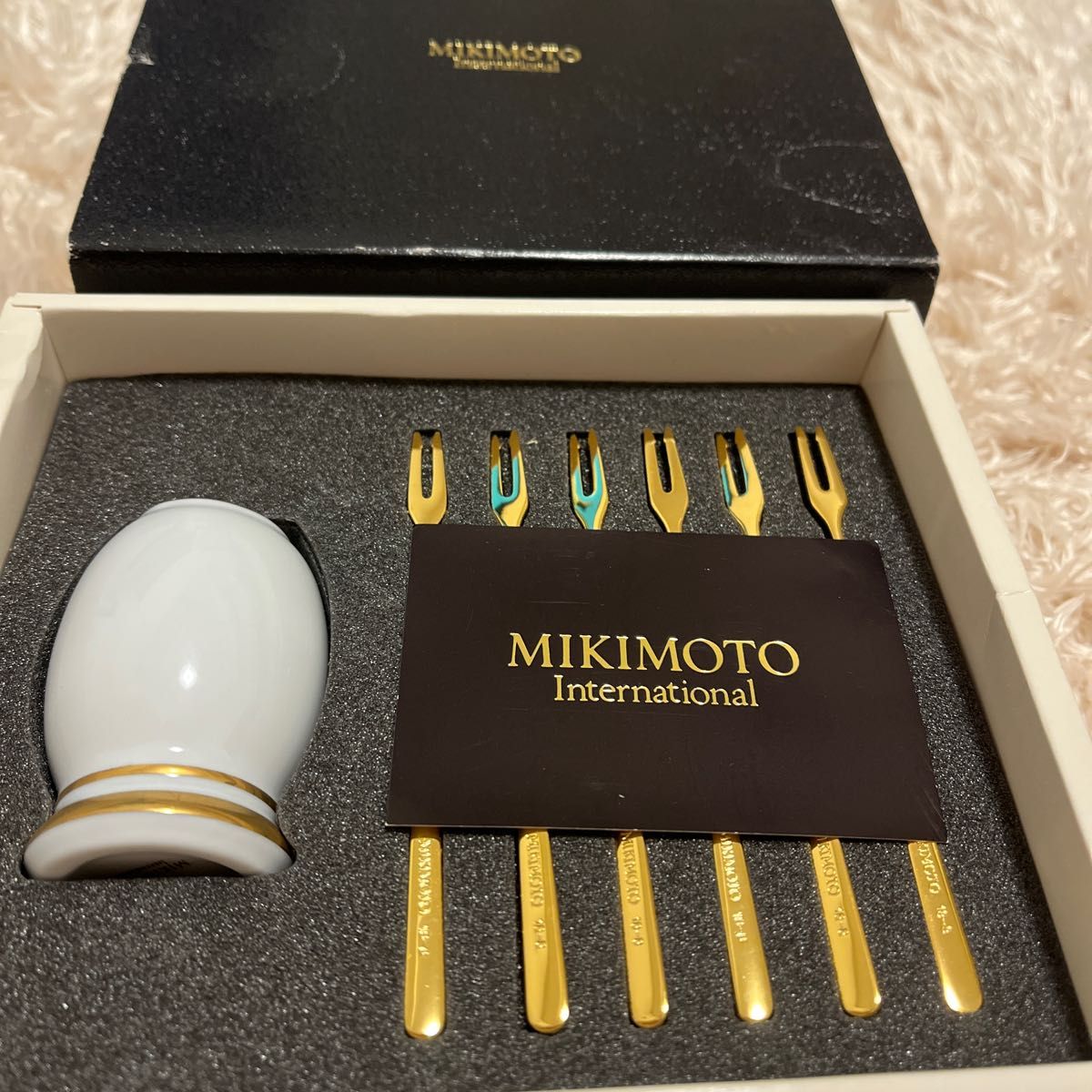 未使用品 mikimotoミキモトフルーツ用ピック ゴールドフォークセット