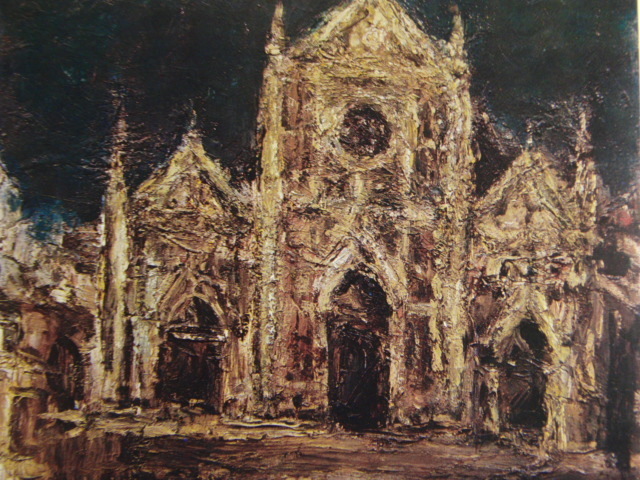 鳥海青児、【イタリアの寺院】、希少な画集画、新品高級額 額装付