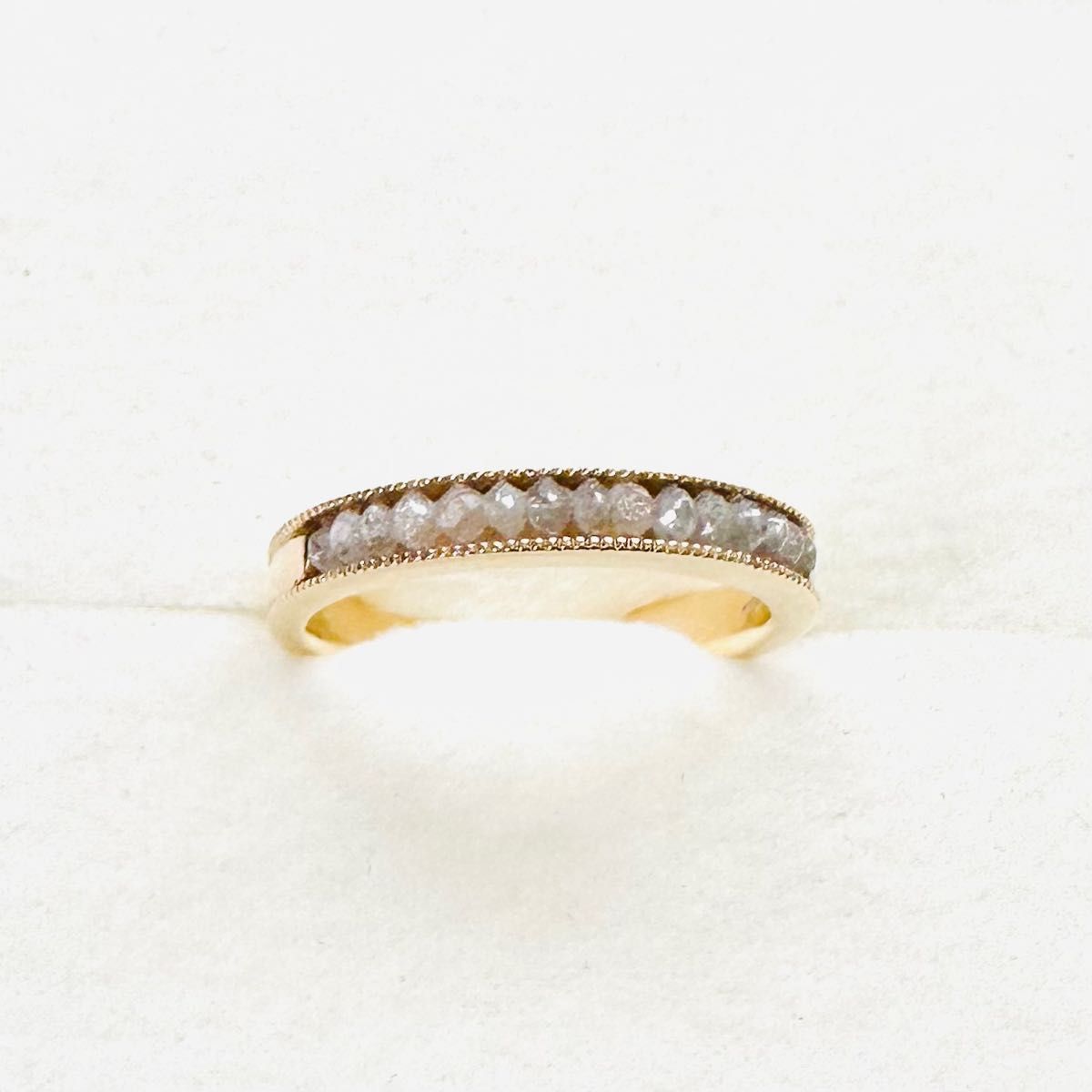 agete K18 K10 YG ラフカットダイヤモンド リング 13号 ミルウチ 刻印