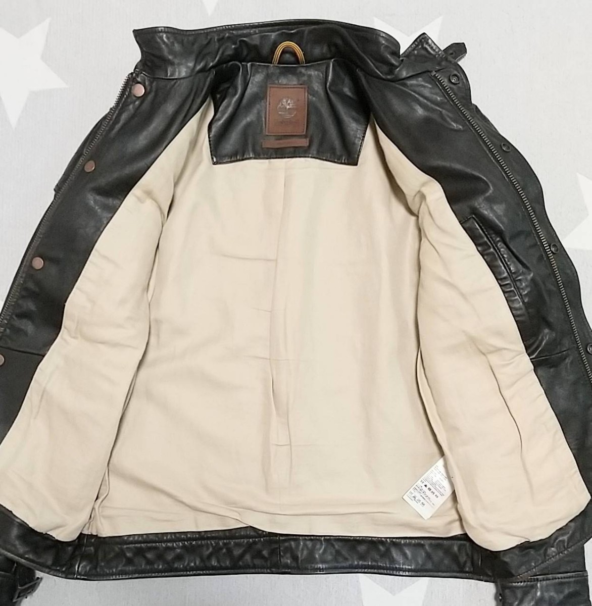 Timberland パテッド ライダースジャケット 牛革 カウハイド 定価15