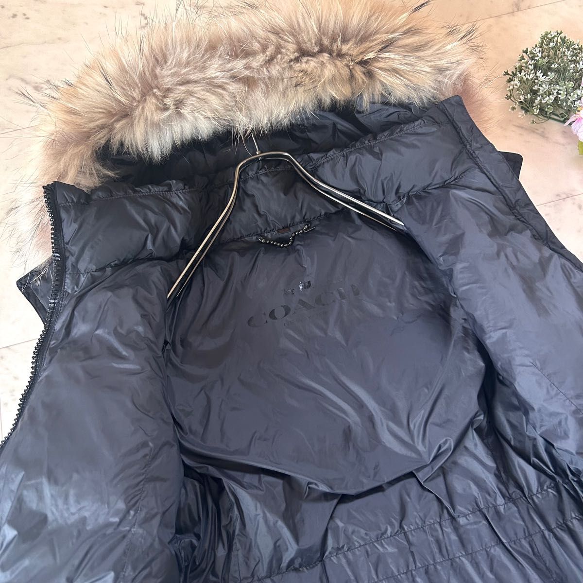 coach コーチ ダウンジャケット ラクーンファー コート フード付 3way