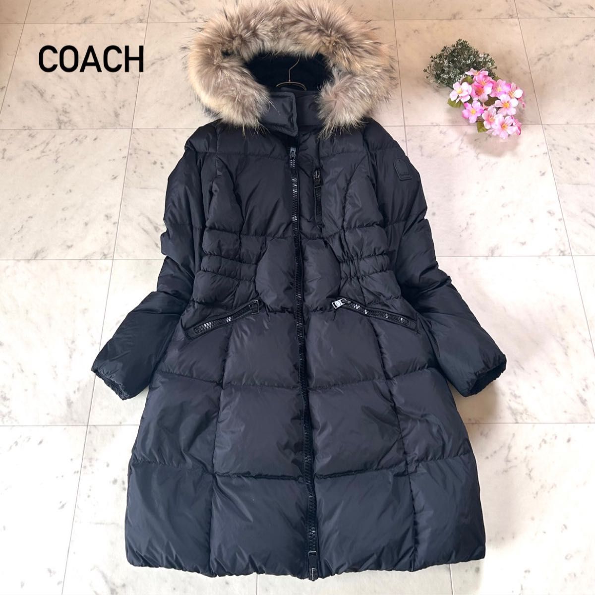 coach コーチ ダウンジャケット ラクーンファー コート フード付 3way
