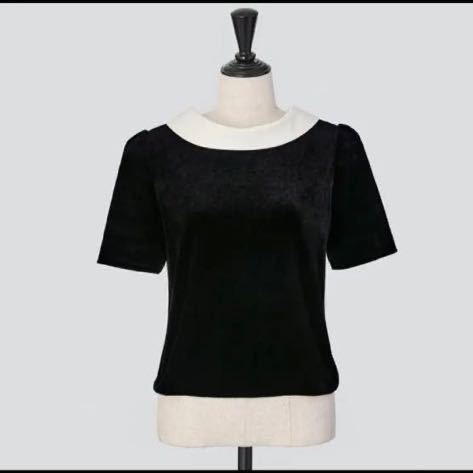 2022年 フォクシー マルベリー ベロアトップス 半袖 白襟 ビジュー