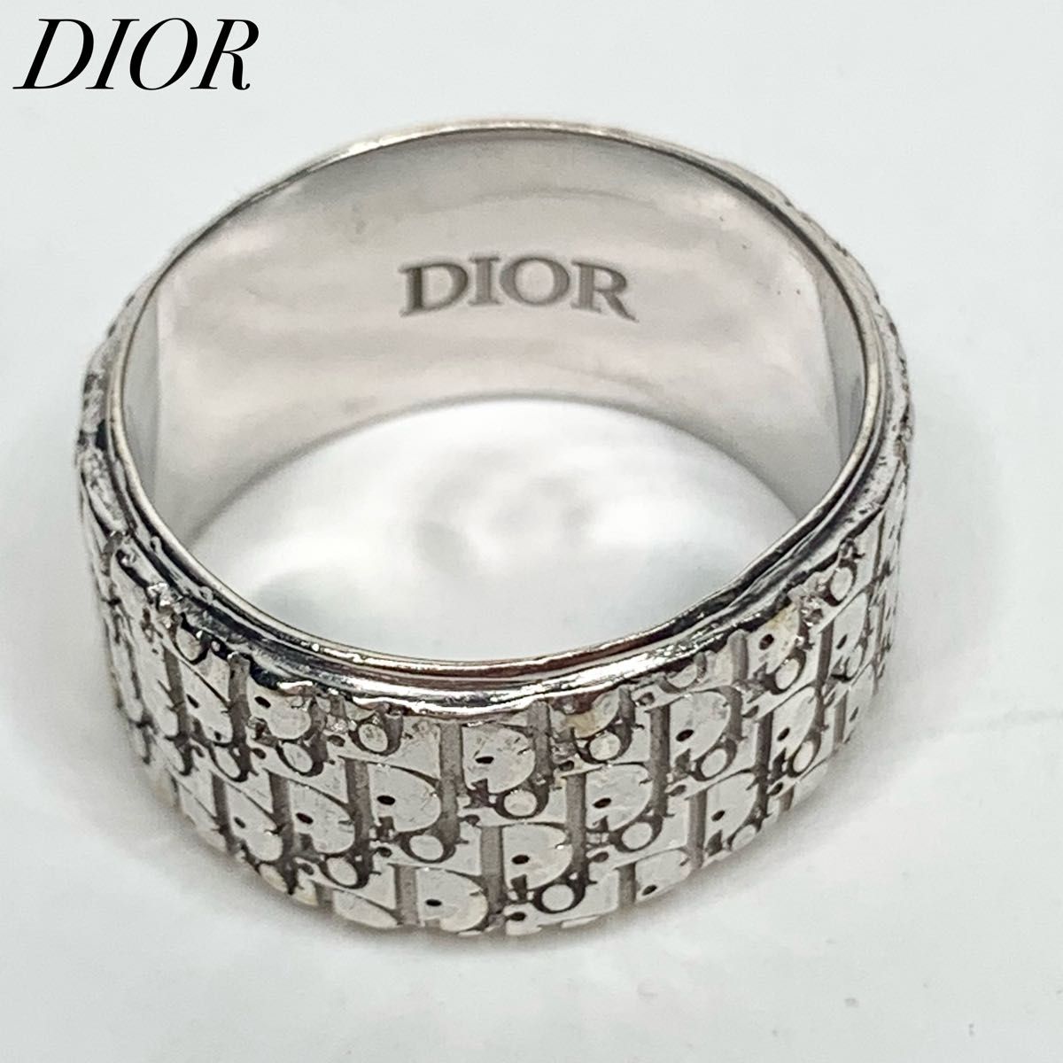 DIOR ディオール サイズ M オブリーク 総柄 シルバーリング 18 5号