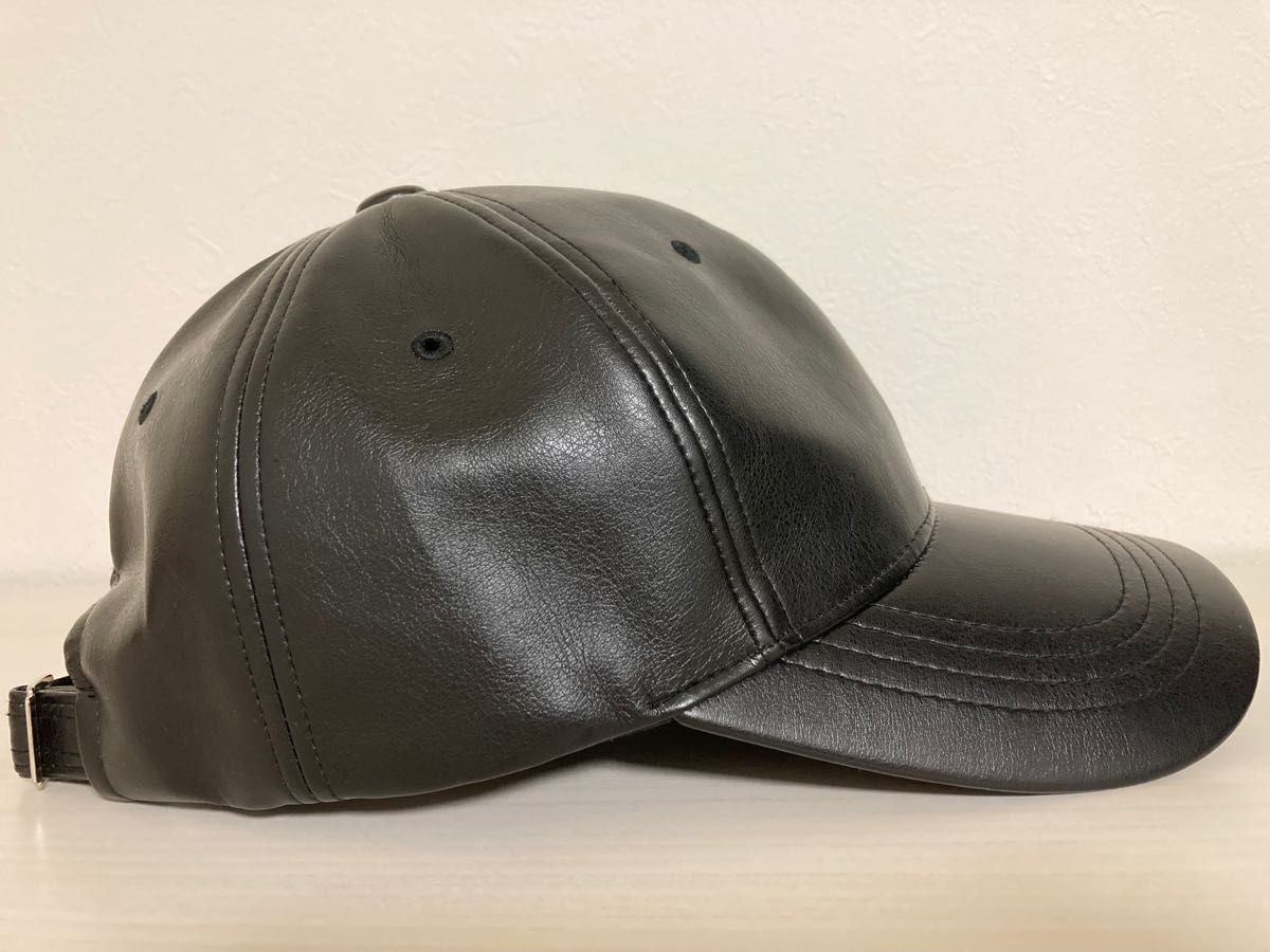 VARZAR バザール キャップ 黒 ベースボールキャップ ブラック レザー