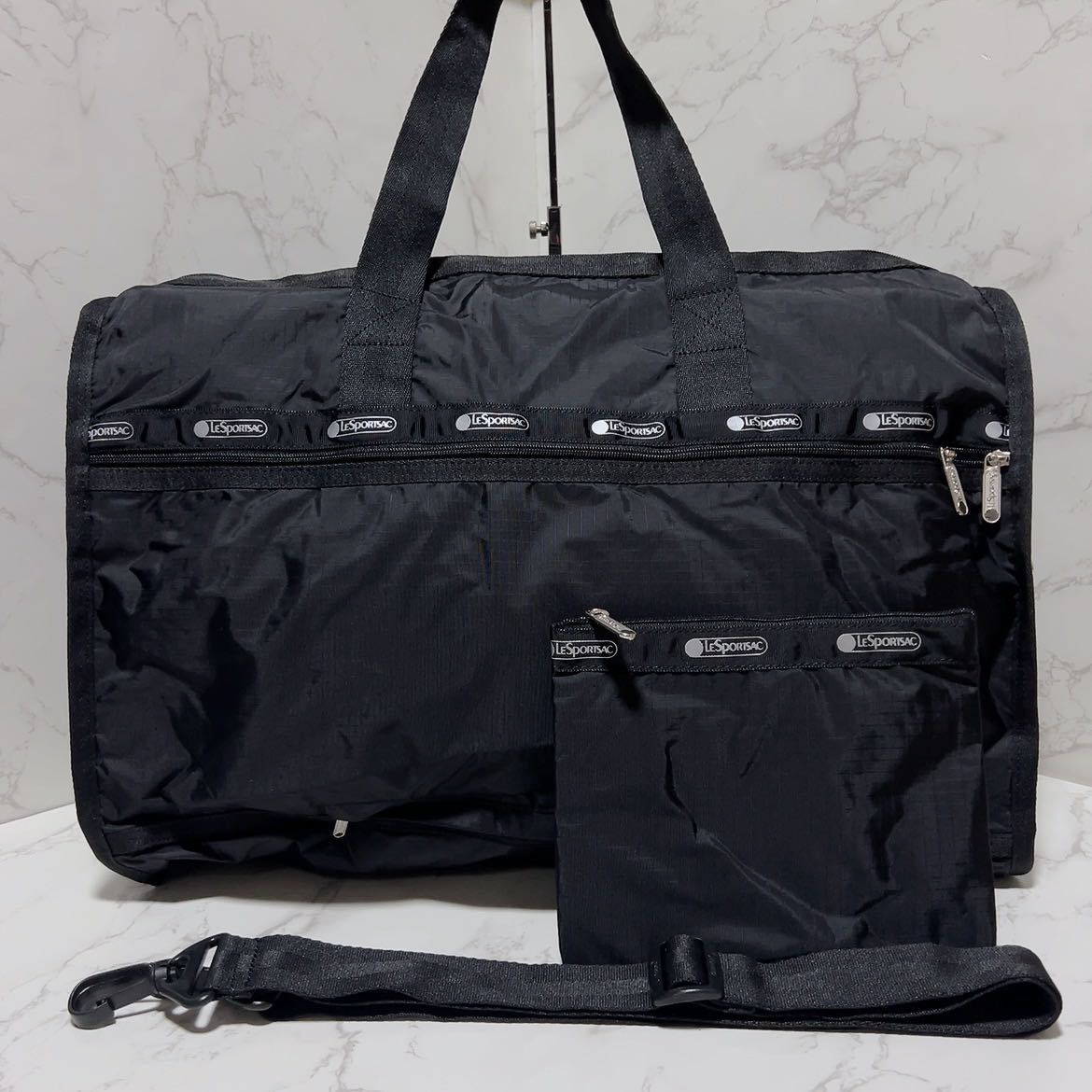 レスポートサック ミッドブラック ボストンバッグ 黒無地 旅行バッグ