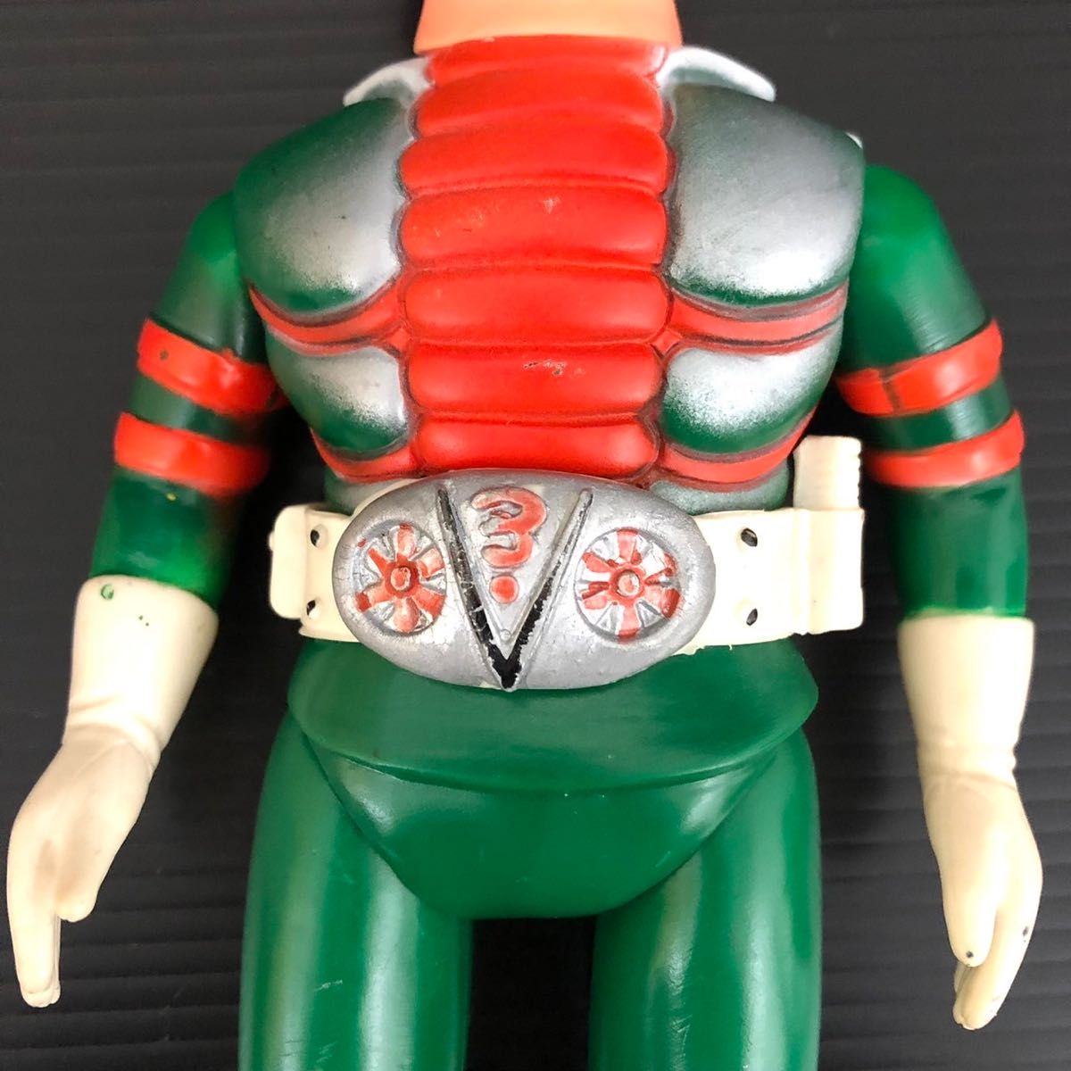 希少品】 旧バンダイ 仮面ライダーV3 ソフビ 面取れ 昭和レトロ 当時物