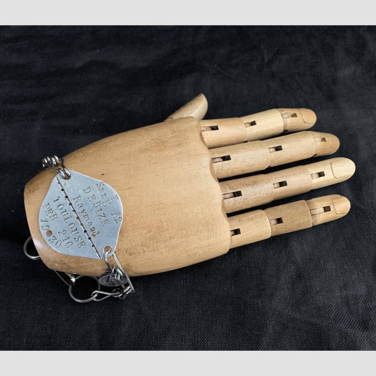 フランス軍 1930s ドッグタグ メダイ付き ブレスレット チェーン WW1