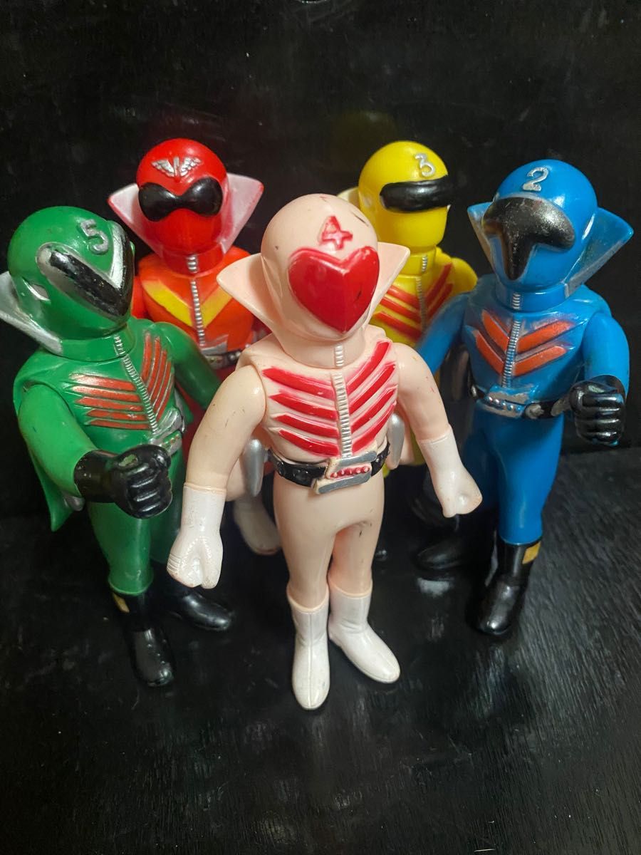 秘密戦隊ゴレンジャー ソフビ ポピー製 当時物 5体フルコンプセット