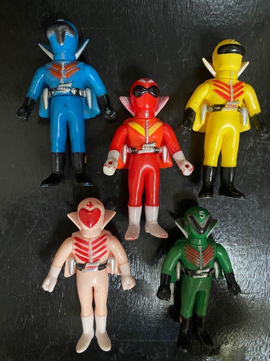 秘密戦隊ゴレンジャー ソフビ ポピー製 当時物 5体フルコンプセット