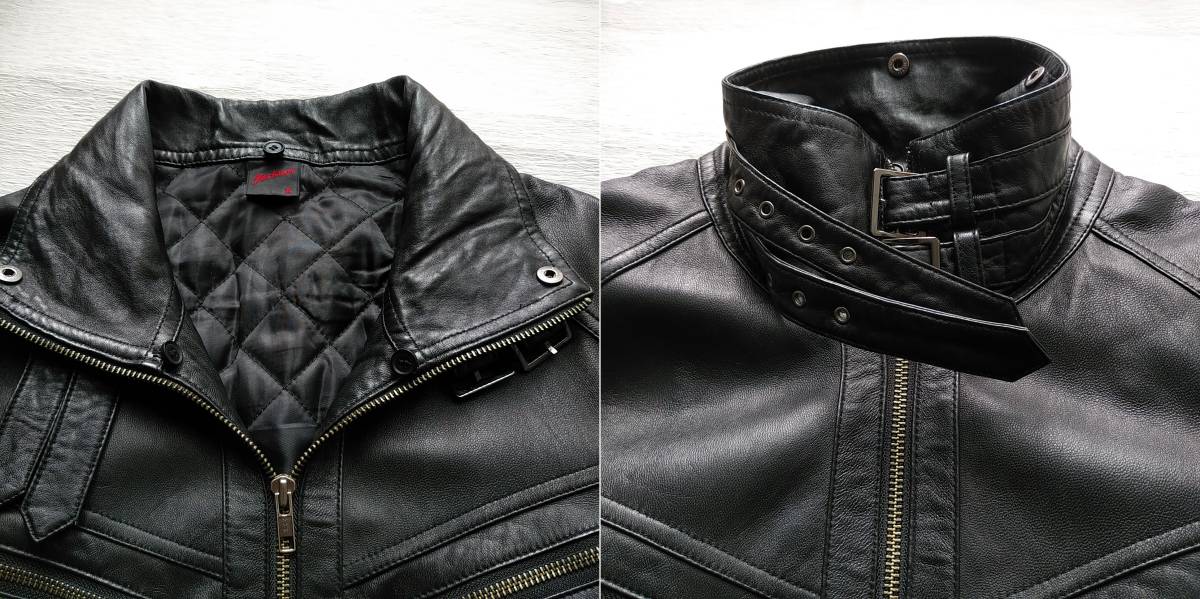 JACK ROSE 中綿革ジャン 羊革 ファー付 シングルライダースジャケット