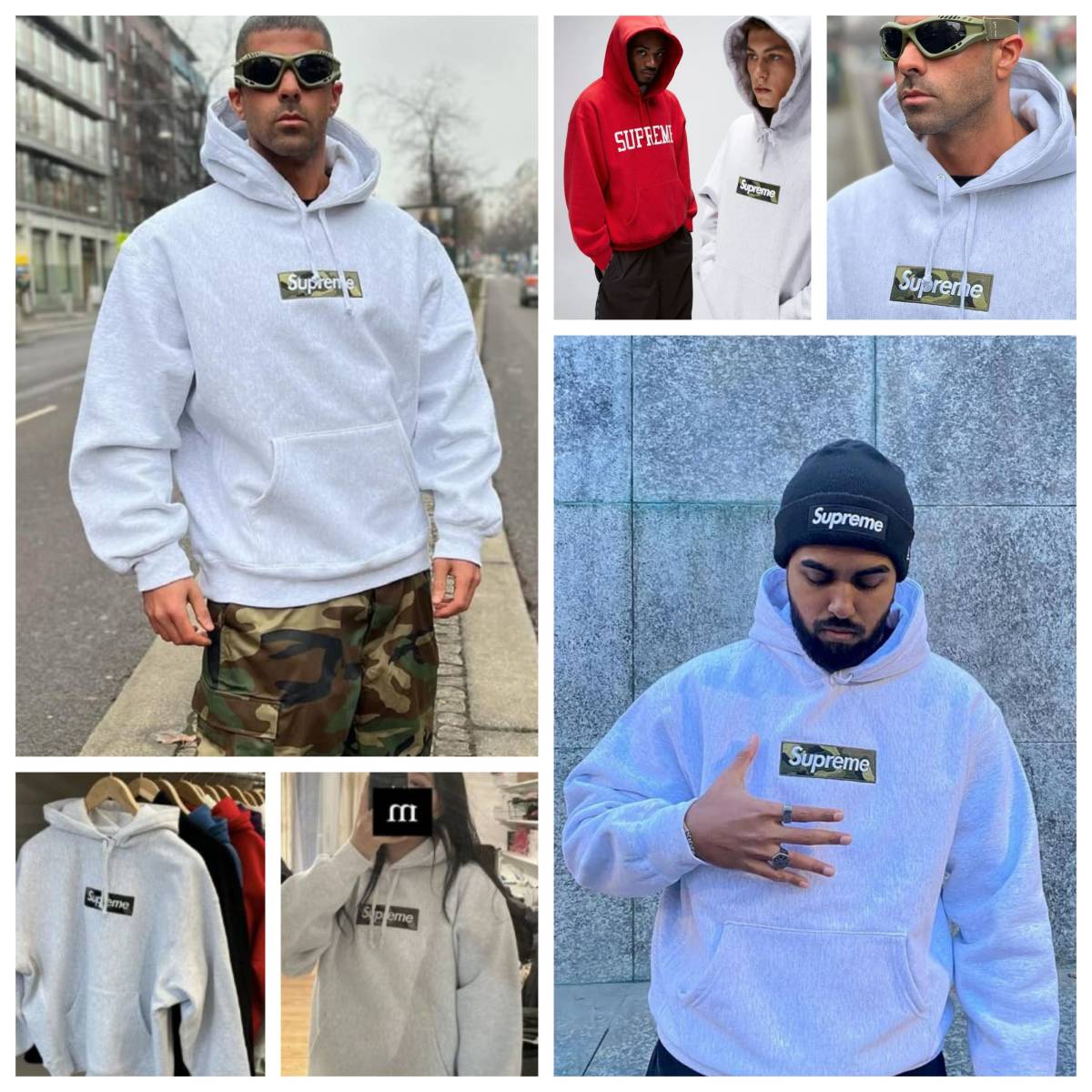 Supreme Box Logo Hooded Sweatshirt Ash Grey Medium Camo
