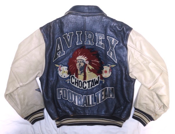 90s AVIREX アヴィレックス オールレザー 本革 スタジャン S ～ M
