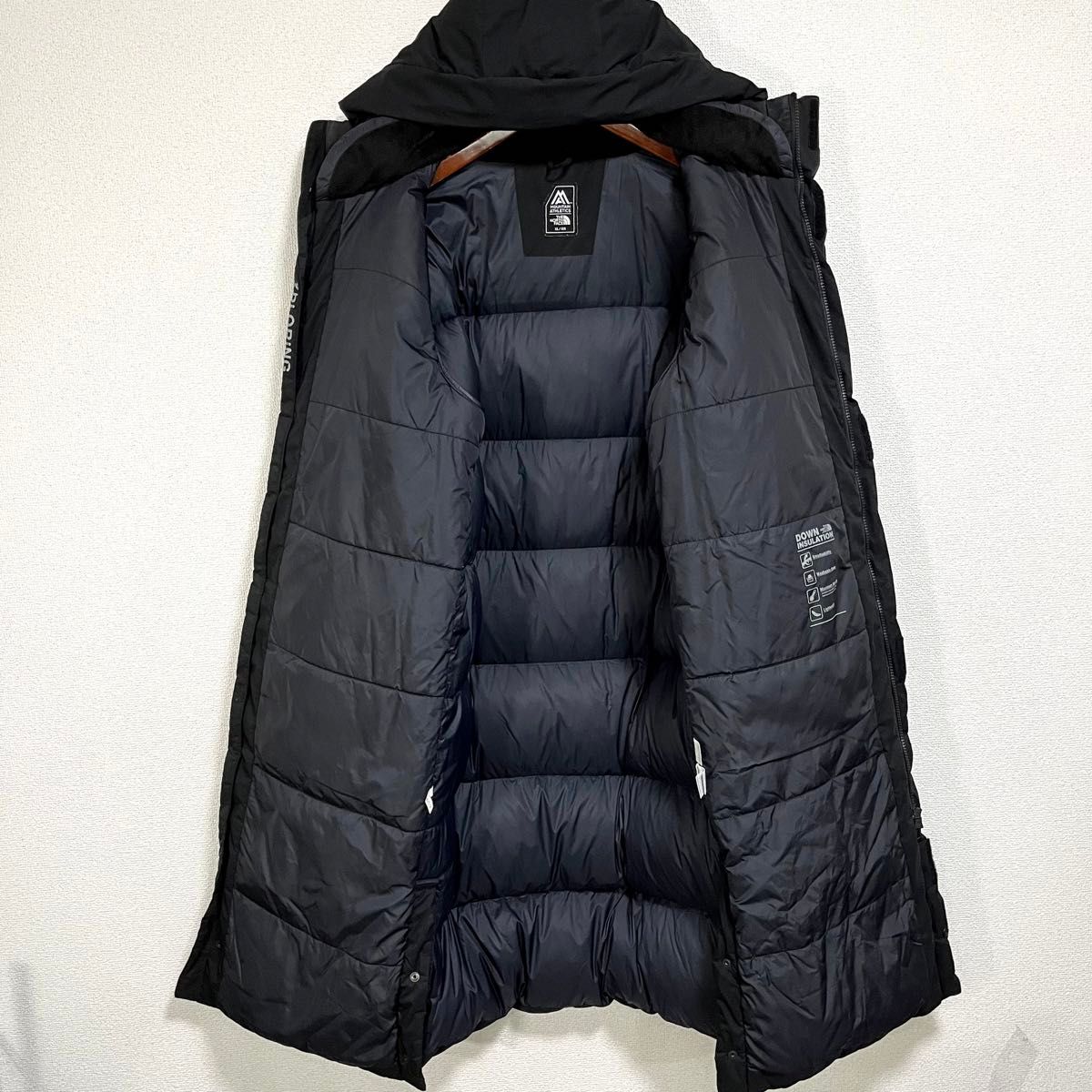美品人気 ノースフェイス ダウンコート ブラック メンズXL ロゴ刺繍