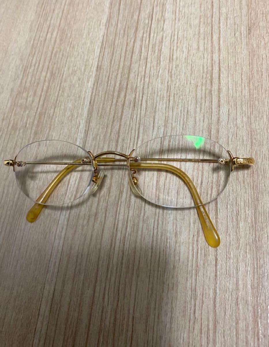 29日22時まで価格 美品 FENDI K18 メガネフレーム 金無垢 レディース