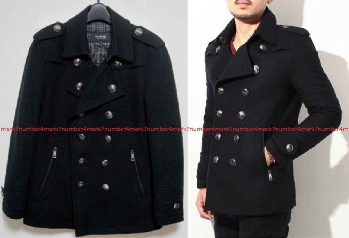 希少サイズ LL 極美品 バーバリーブラックレーベル銀ボタン 羊毛