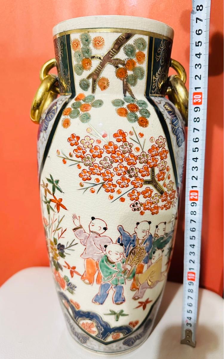 希少品骨董品 古い時代 古伊万里 色絵花瓶高さ約37Cm色絵｜Yahoo