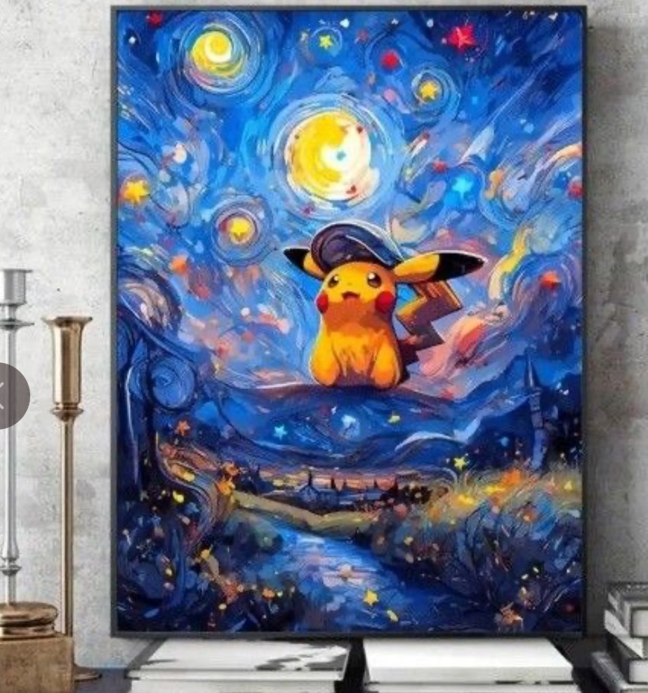 ピカチュウ 星月夜 ゴッホ展 60cm x 40cm ポスター タペストリー