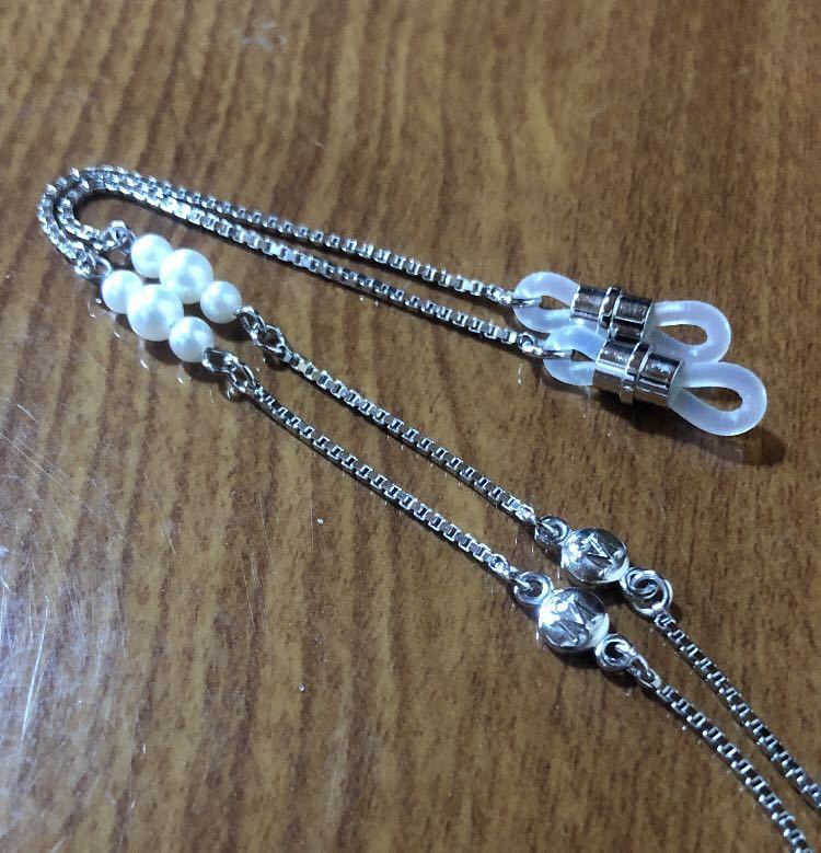 送料無料〉ミキモト 眼鏡チェーン パール 真珠 シルバー 銀製品 グラス