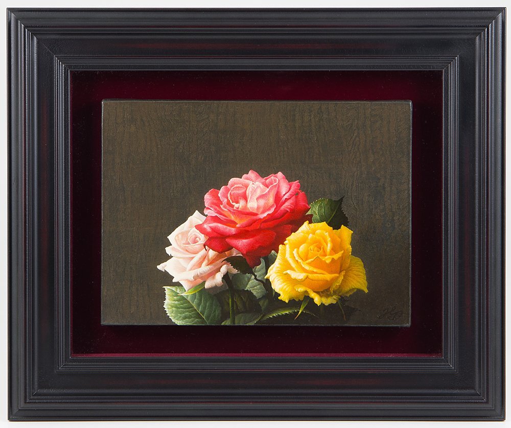 Yahoo!オークション - 【五】真作 高松秀和 『薔薇三輪』 油彩 キャン