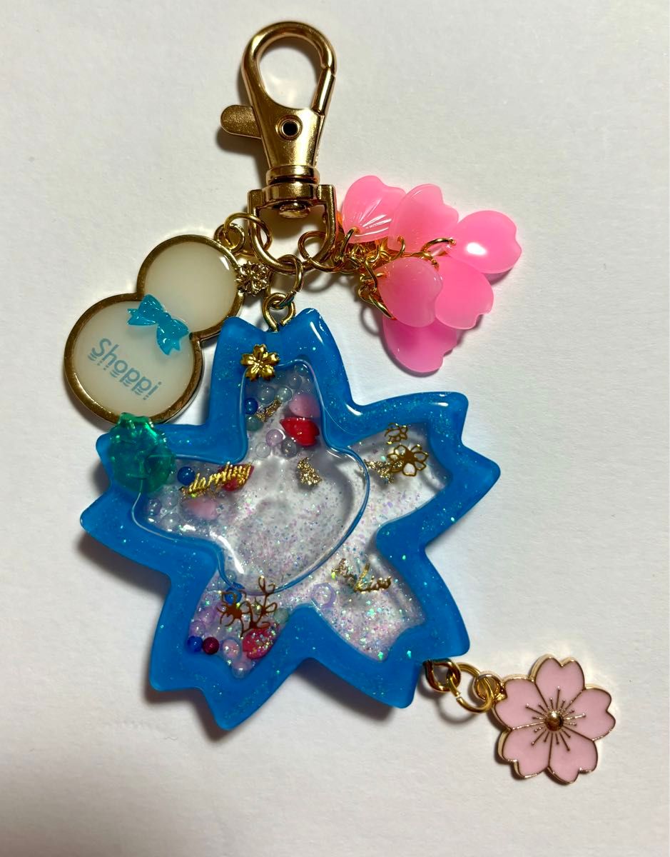 SnowMan レジンキーホルダー さくらシェイカー 雪だるま ハンドメイド