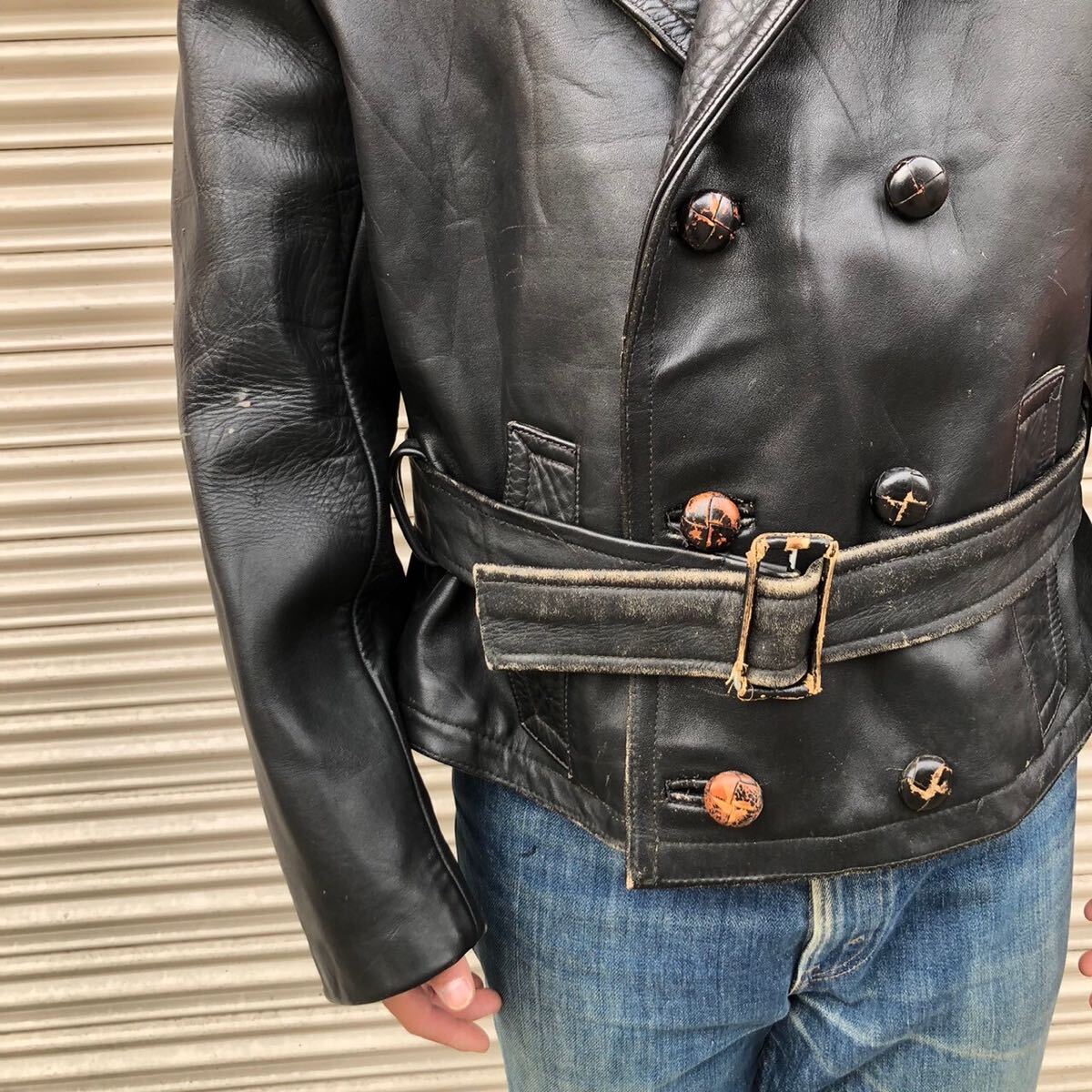 極上 50s German Vintage ドイツ ヴィンテージ ダブル レザー モーター