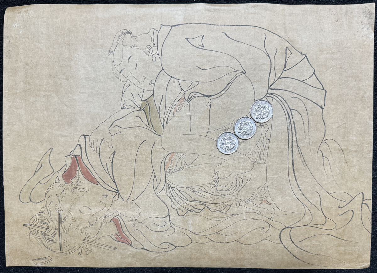 Yahoo!オークション - 真作/明治期肉筆春画 紙本 浮世絵 艶本 枕絵 秘