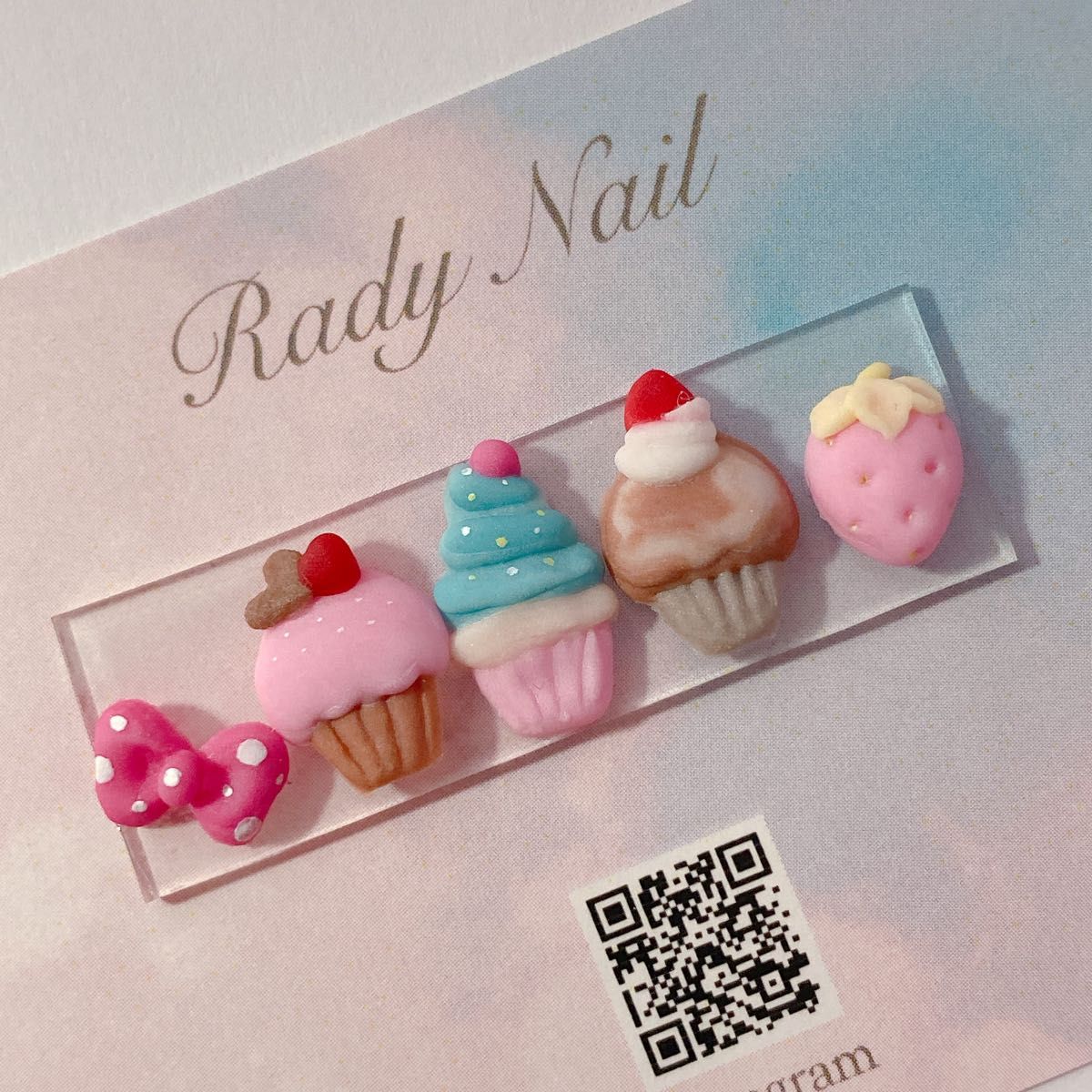 radynail カップケーキ 3D ネイルパーツ りぼん 苺｜Yahoo!フリマ（旧