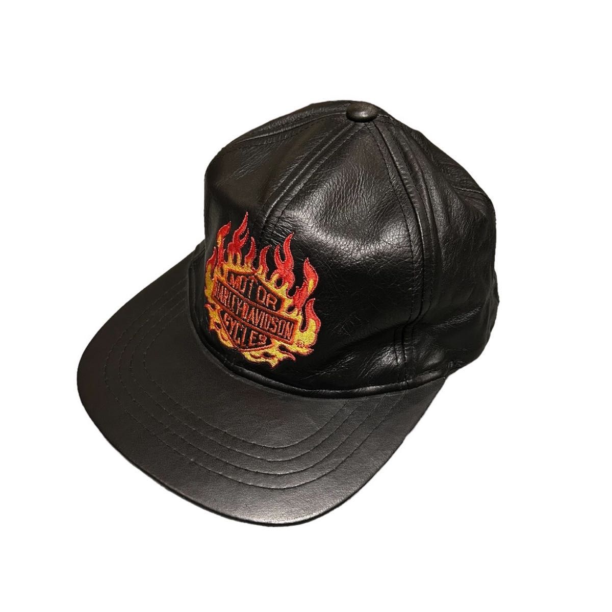 希少 90s Harley-Davidson ハーレーダビッドソン レザー キャップ 帽子